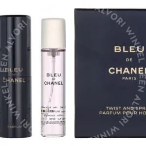 Chanel Bleu De Chanel Pour Homme Giftset 60ml 3x Parfum Spray 20ml - Twist and Spray - Travel Sprays fles en verpakking