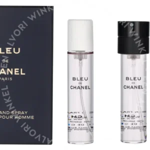 Chanel Bleu De Chanel Pour Homme Giftset 60ml 3x Parfum Spray Refill 20ml - Twist and Spray - Travel Sprays fles en verpakking