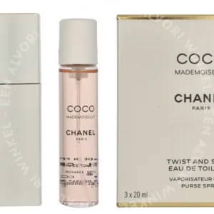 Chanel Coco Mademoiselle Giftset 60ml 2x Edt Spray Refill 20Ml/1x Edt Spray 20Ml - Twist and Spray fles en verpakking