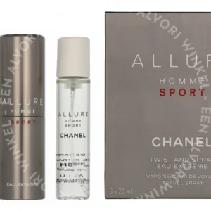Chanel Allure Homme Sport Eau Extreme Giftset 60ml Travel Spray Edp Spray 20ml/2x Refill Edp 20ml - Twist and Spray fles en verpakking