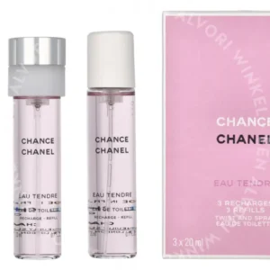 Chanel Chance Eau Tendre Giftset 60ml 3x Edt Spray Refill 20Ml - Twist and Spray fles en verpakking