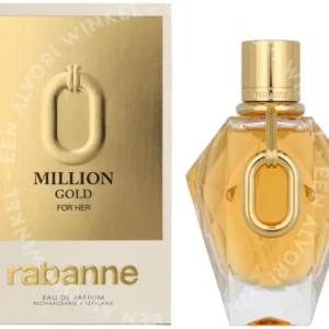 Paco Rabanne Million Gold For Her Edp Spray 90ml Refillable fles en verpakking