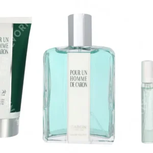 Caron Pour Un Homme De Caron Giftset 210ml Edt Spray 125ml/Shower Gel 75ml/Le Matin Travel Spray 5ml/Le Soir Travel Spray 5ml fles