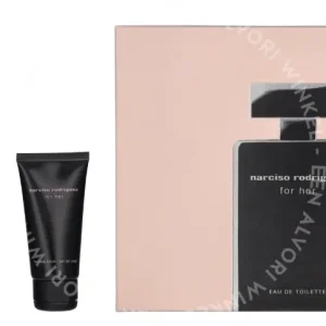 Narciso Rodriguez For Her Giftset 160ml Edt Spray 100ml/Body Lotion 50ml/Edt Spray 10ml fles en verpakking