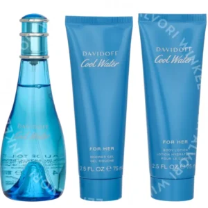 Davidoff Cool Water Woman Giftset 250ml Edt Spray 100ml/Body Lotion 75ml/Shower Gel 75ml fles