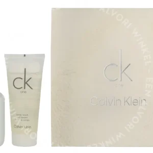 Calvin Klein CK One Giftset 150ml Edt Spray 50ml/Shower Gel 100ml fles en verpakking