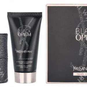 YSL Black Opium Giftset 100ml EDP 50 ml/Body Lotion 50 ml/Travel Selection fles en verpakking