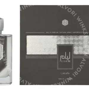 Lattafa Liam Grey Edp Spray 100ml  fles en verpakking