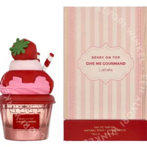 Lattafa Berry On Top Give Me Gourmand Edp Spray 75ml  fles en verpakking