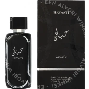 Lattafa Hayaati Edp Spray 100ml fles en verpakking