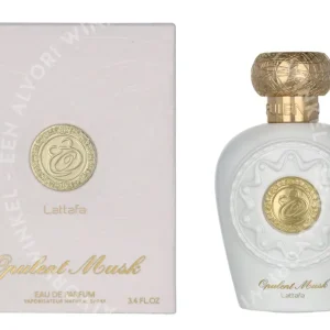 Lattafa Opulent Musk Edp Spray 100ml  fles en verpakking