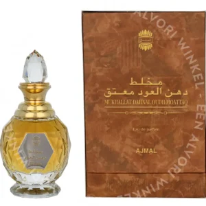 Ajmal Makhallat Dahn Al Oudh Moattaq Edp Spray 60ml  fles en verpakking