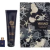 Versace Dylan Blue Pour Homme Giftset 255ml Edt Spray 100ml/Bath & Shower Gel 150ml/Edt 5ml fles en verpakking
