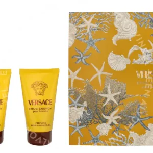 Versace Eros Energy Giftset 150ml Edp Spray 50ml/Bath & Shower Gel 50ml/Aftershave Balm 50ml fles en verpakking