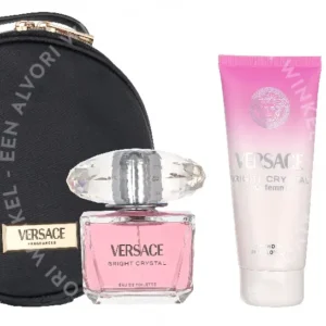 Versace Bright Crystal Giftset 290ml Edt Spray 90ml/Body Lotion 100ml/Shower Gel 100ml/Pouch fles