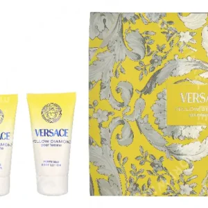 Versace Yellow Diamond Giftset 150ml Edt Spray 50ml/Bath & Shower Gel 50ml/Body Lotion 50ml fles en verpakking