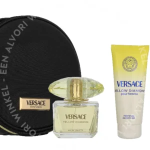 Versace Yellow Diamond Giftset 290ml Edt Spray 90ml/Bath & Shower Gel 100ml/Body Lotion 100ml/Make-Up Case fles