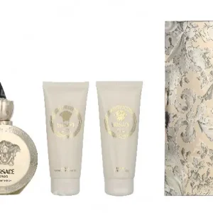 Versace Eros Pour Femme Giftset 300ml Edp Spray 100ml/Bath & Shower Gel 100ml/Body Lotion 100ml/Make-Up Case fles en verpakking
