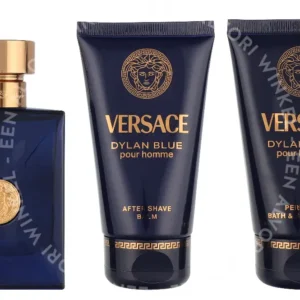 Versace Dylan Blue Pour Homme Giftset 150ml Edt Spray 50ml/Bath & Shower Gel 50ml/Aftershave Balm 50ml fles