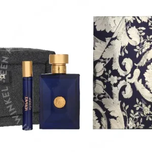 Versace Dylan Blue Pour Homme Giftset 110ml Edt Spray 100ml/Edt Spray 10ml/Black Trousse fles en verpakking