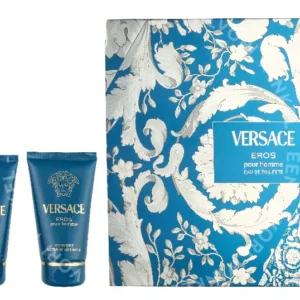 Versace Eros Pour Homme Giftset 150ml Edt Spray 50ml/Bath & Shower Gel 50ml/Aftershave Balm 50ml fles en verpakking