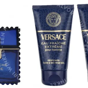 Versace Eau Fraiche Extreme Giftset 150ml Edp Spray 50ml/Bath & Shower Gel 50ml/Aftershave Balm 50ml fles