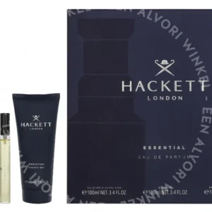 Hackett Essential Giftset 210ml Edp Spray 100 ml/Showergel 100 ml/Travel Spray 10 ml fles en verpakking