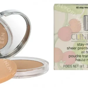 Clinique Stay-Matte Sheer Pressed Powder 7.6g #02 Stay Neutral (MF) fles en verpakking