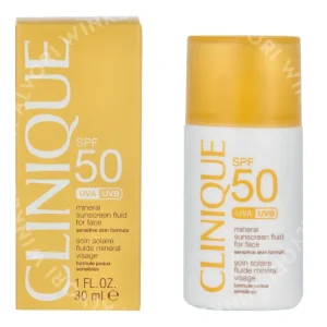 Clinique Mineral Sunscreen Fluid For Face SPF50 30ml High Protection - Sensitive Skin fles en verpakking