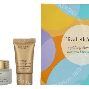 E.Arden Uplifting Moments Instants Energisants Set 71.4ml Day Cream SPF15 50ml/Night Cream 15ml/Serum 14 Capsules 6.4ml fles en verpakking