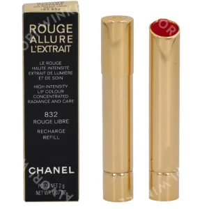 Chanel Rouge Allure L'Extrait High In. Lip Colour - Recharge 2g #832 Rouge Libre fles en verpakking