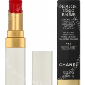 Chanel Rouge Coco Hydrating Beautifying Tinted Lip Balm 3g #756 Cherry Burst fles en verpakking