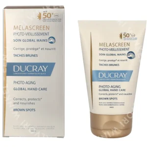 Ducray Melascreen Photo-Aging Global Hand Care SPF50+ 50ml  fles en verpakking
