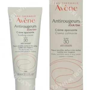 Avene Antirougeurs Soothing Emulsion Day Anti-Oxidant SPF30 40ml Normal To Combination/For Dry To Very Dry Sensitive Skin fles en verpakking