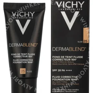 Vichy Dermablend Corrective Foundation 16HR SPF28 30ml #25 Nude - All Skin Types fles en verpakking