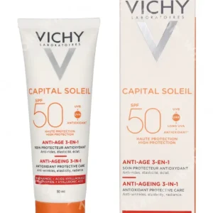 Vichy Soleil Anti-Age Face SPF50 50ml  fles en verpakking