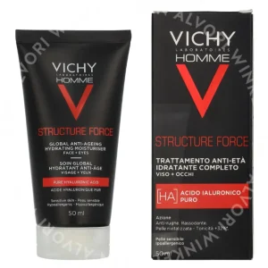 Vichy Homme Structure Force Hydrating Moisturiser 50ml Complete Anti-Aging fles en verpakking