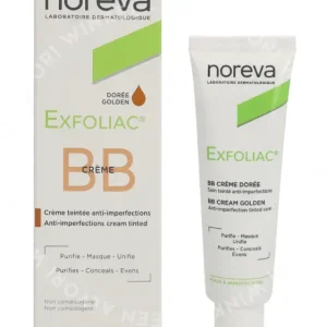 Noreva Exfoliac BB Cream 30ml Golden fles en verpakking