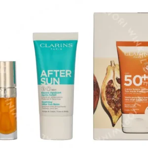 Clarins Beautiful Summer Giftset 87ml Sun Cream 50ml/Lip Oil 7ml/Sun Balm 30ml fles en verpakking