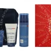 Clarins Men Set 83ml Super Moisture Balm  50 ml / Active Face Wash 30 ml / Sample Shave Oil 3 ml / Men Pouch fles en verpakking