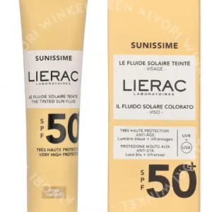 Lierac Sunissime The Tinted Velvety Sun Fluid SPF50+ 40ml Golden fles en verpakking