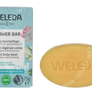 Weleda Shower Bar 75g Geranium + Litsea Cubeba fles en verpakking
