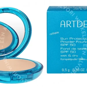 Artdeco Sun Protection Powder Wet&Dry SPF50 9.5g #20 Cool Beige fles en verpakking