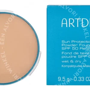 Artdeco Sun Protection Powder Wet & Dry SPF50 Refill 9.5g #90 Light Sand fles en verpakking