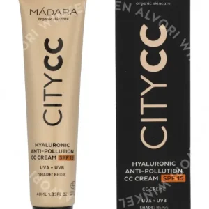Madara CityCc Hyaluronic Anti-Pollution Cream CC SPF 40ml 15 Beige fles en verpakking