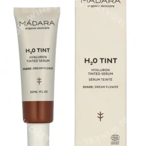 Madara H2O Tint Tinted Hyaluronic Serum 30ml #5 Dream Flowe fles en verpakking