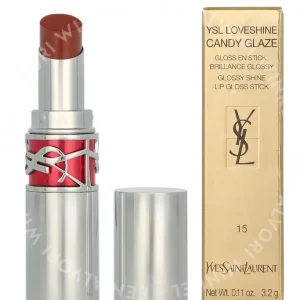 YSL Loveshine Candy Glaze Lipstick 3.2g #15 Showcasing Nude fles en verpakking