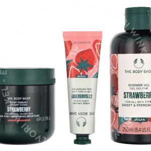 The Body Shop G3 Small Strawberry Giftset 140ml Hand Cream 30ml/Body Butter 50ml/Shower Cream 60ml fles