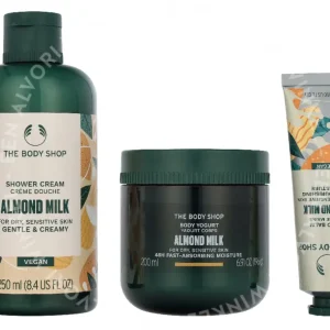 The Body Shop G3 Small Almond Milk Giftset 140ml Hand Cream 30ml/Body Butter 50ml/Shower Cream 60ml fles