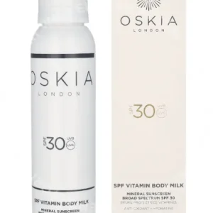 Oskia Vitamin Body Milk Mineral Sunscreen SPF30 200ml  fles en verpakking